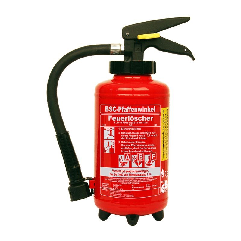 Feuerlöscher Heimlich Aufladelöscher Fettbrandlöscher 3 Liter F3He BSC Pfaffenwinkel