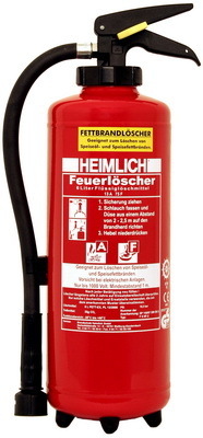 Feuerlöscher Heimlich Aufladelöscher Fettbrandlöscher 6 Liter F6Hf-2 BSC Pfaffenwinkel