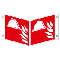 Brandschutzzeichen Winkelschild Mittel und Geräte zur Brandbekämpfung ISO 7010 - Kunststoff nachleuchtend 148 x 148 mm Warnschild Schild Verbotsschild Rettungsschild