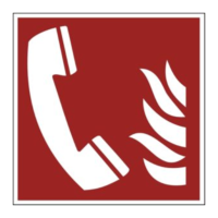 Brandschutzzeichen Brandmeldetelefon ISO 7010 - Aluminium nachleuchtend, 148 x 148 mm Warnschild Schild Verbotsschild Rettungsschild