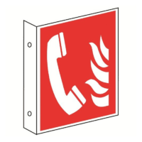 Brandschutzzeichen Fahnenschild Brandmeldetelefon ISO 7010 Warnschild Schild Verbotsschild Rettungsschild