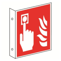 Brandschutzzeichen Fahnenschild Brandmelder ISO 7010 Warnschild Schild Verbotsschild Rettungsschild