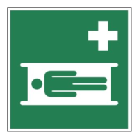 Rettungszeichen Krankentrage ISO 7010 - Aluminium nachleuchtend, 200 x 200 mm Warnschild Schild Verbotsschild Rettungsschild