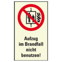 Hinweisschild Aufzug im Brandfall nicht benutzen ISO 7010 Warnschild Schild Verbotsschild Rettungsschild